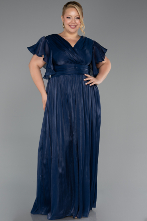 Kleider in Großen Größen Lang Chiffon Marineblau ABU6423