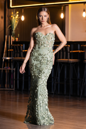 Abendkleid im Meerjungfrau-Stil Lang Minzgrün ABU6625
