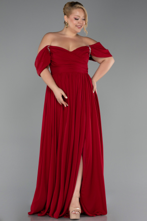 Weinrot Abendgarderobe İn Großen Größen Chiffon Lang ABU3738
