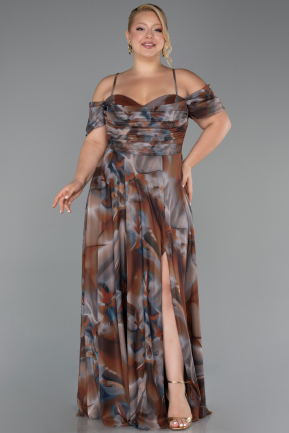Abendkleid in Übergröße Lang Braun ABU6409