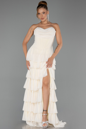 Abschlusskleid Lang Chiffon Gelb ABU6397