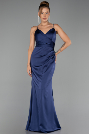 Abschlusskleid Lang Satin Marineblau ABU6499