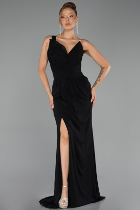 Abendkleid Lang Chiffon Schwarz ABU6500