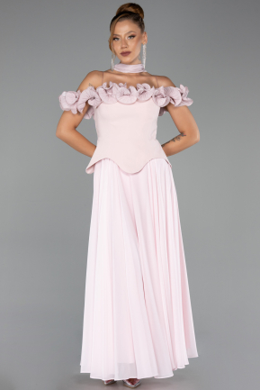 Standesamtkleid Midi Chiffon Puder ABK2697