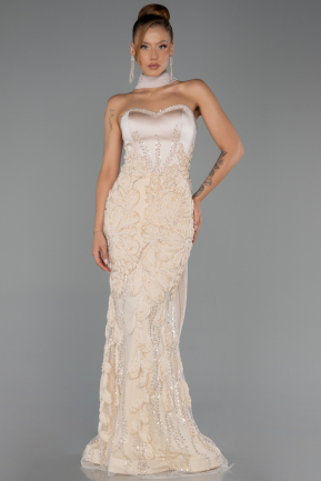 Abendkleid Lang Beige ABU6442