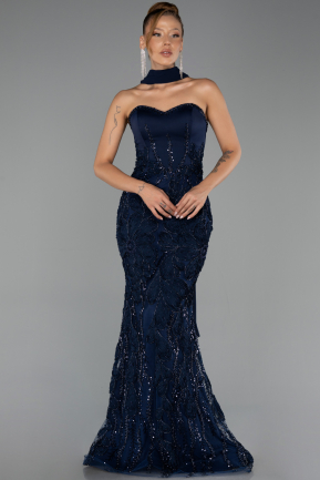 Abendkleid Lang Marineblau ABU6442