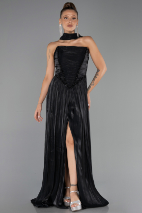 Abendkleid Lang Chiffon Schwarz ABU6531