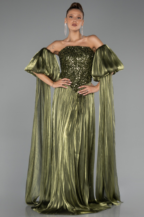Abendkleid Lang Chiffon Öl Grün ABU6533