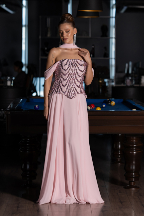 Abendkleid Lang Chiffon Puder ABU6532