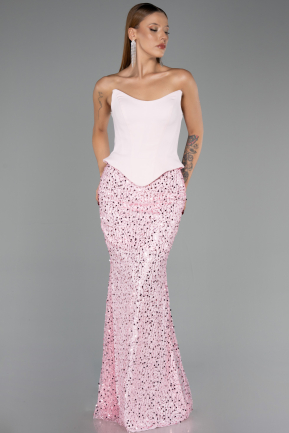 Abendkleid Lang Schuppig Puder ABU6546