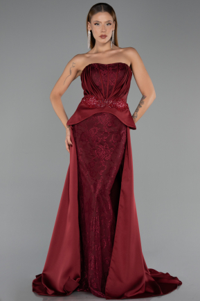 Abendkleid Lang Spitze Weinrot ABU5615