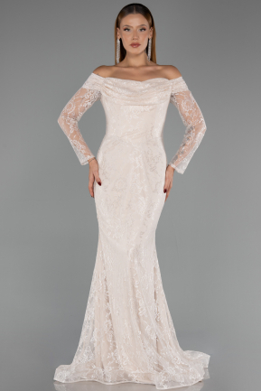 Abendkleid Lang Spitze Beige ABU5617