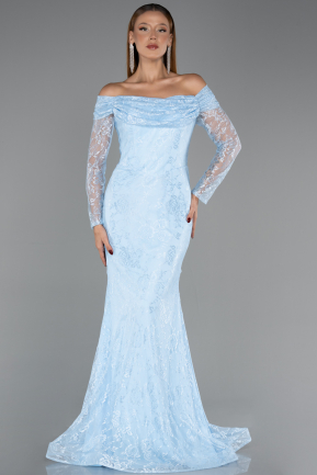 Abendkleid Lang Spitze Eisblau ABU5617
