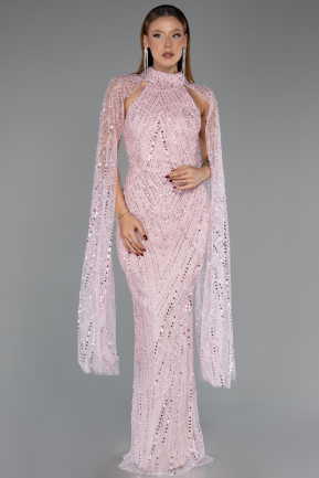 Abendkleid Lang Perlenbesetzt Puder ABU6154