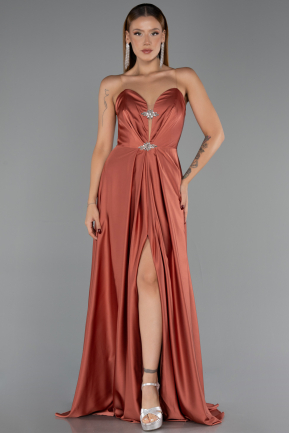 Abendkleid Lang Satin Zimtfarben ABU6553