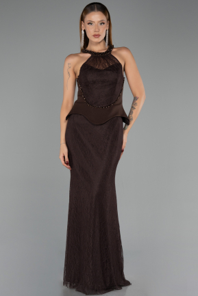 Abendkleid Lang Spitze Braun ABU6425