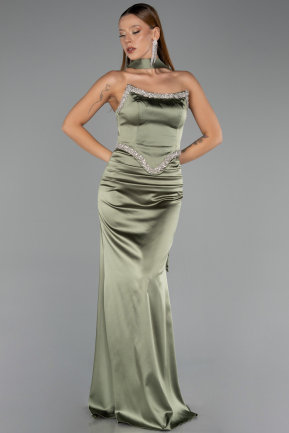 Abendkleid Lang Satin Khaki ABU6554