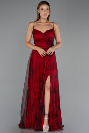 Abschlusskleid In Übergröße Lang Weinrot ABU6558
