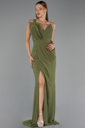 Abendkleid Lang Chiffon Öl Grün ABU6500