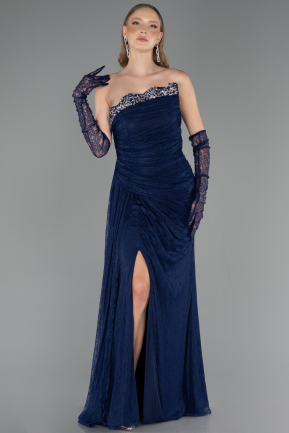 Abendkleid Lang Spitze Marineblau ABU6562