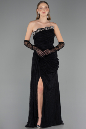 Abendkleid Lang Spitze Schwarz ABU6562