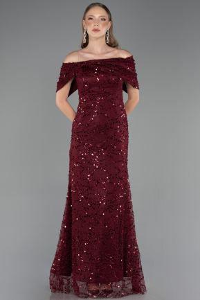 Abschlusskleid Lang Spitze Weinrot ABU6119
