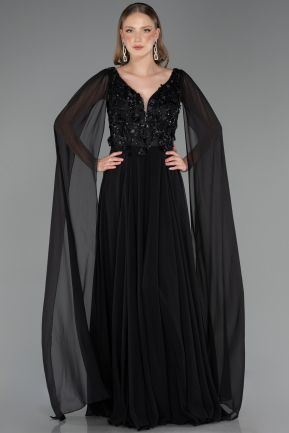 Abendkleid Lang Chiffon Schwarz ABU6566