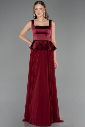 Abendkleid Lang Chiffon Weinrot ABU6568