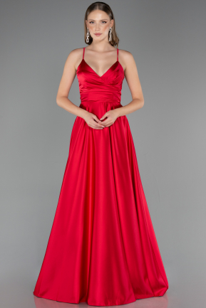 Abschlusskleid Lang Satin Kirschrot ABU6573