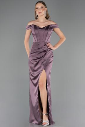 Abendkleid im Meerjungfrau-Stil Lang Satin Lavendel ABU6574