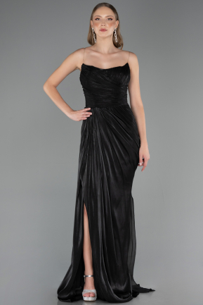 Abschlusskleid Lang Chiffon Schwarz ABU6580
