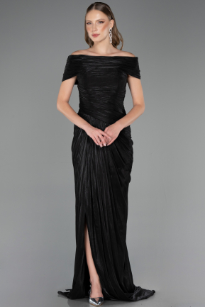 Abendkleid Lang Chiffon Schwarz ABU6581