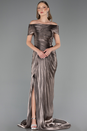 Abendkleid Lang Chiffon Nerzbraun ABU6581