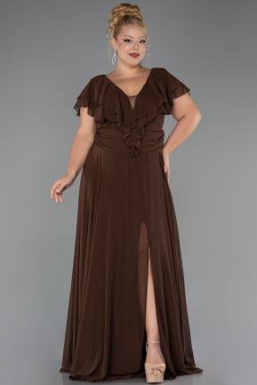 Abendkleid in Übergröße Lang Chiffon Braun ABU032