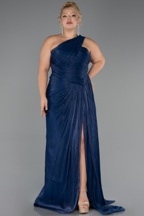 Abendkleid in Übergröße Lang Chiffon Marineblau ABU6631