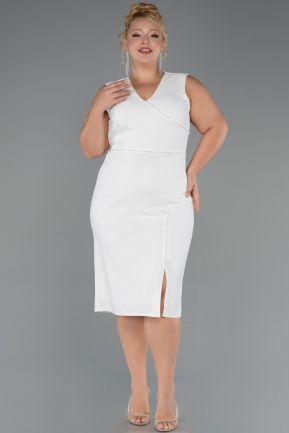Partykleid in Übergröße Midi Weiß ABK2690