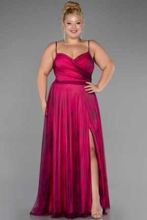 Abschlusskleid In Übergröße Lang Fuchsie ABU6558