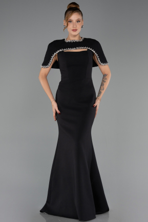 Abendkleid im Meerjungfrau-Stil Lang Schwarz ABU6591