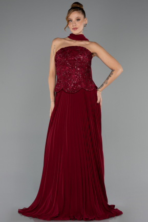 Abendkleid Lang Chiffon Weinrot ABU6436