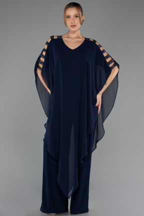 Kleider in Großen Größen Chiffon Marineblau ABT080
