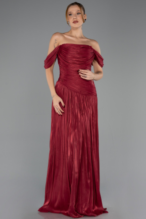 Abschlusskleid Lang Chiffon Weinrot ABU6602