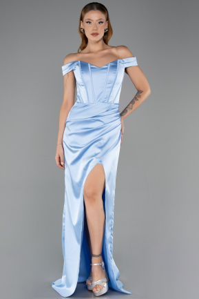 Abschlusskleid Lang Satin Eisblau ABU6574