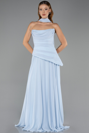 Abschlusskleid Lang Chiffon Eisblau ABU5763