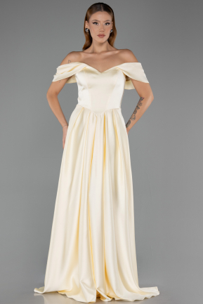 Abendkleid Lang Satin Gelb ABU6617
