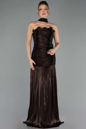 Abschlusskleid Lang Chiffon Braun ABU6643