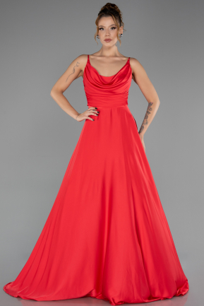 Abschlusskleid Lang Satin Rot ABU6648