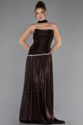 Abschlusskleid Lang Chiffon Braun ABU6644