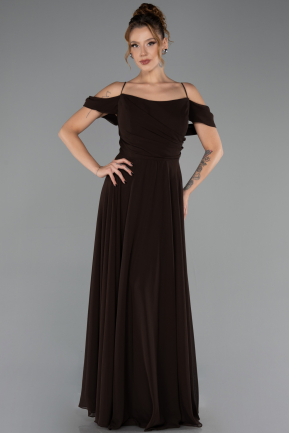 Abendkleid in Übergröße Lang Chiffon Braun ABU6646