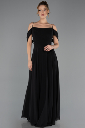 Abendkleid in Übergröße Lang Chiffon Schwarz ABU6646