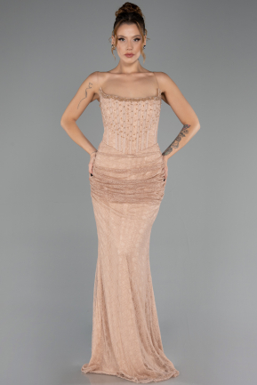 Abendkleid im Meerjungfrau-Stil Lang Spitze Kupfer ABU6647